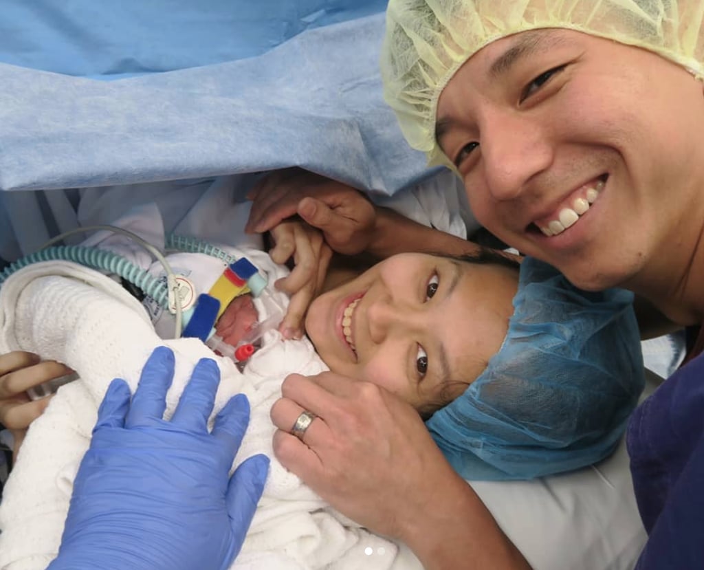 Ann and Jason's First Cuddles With Their Newborn Girls