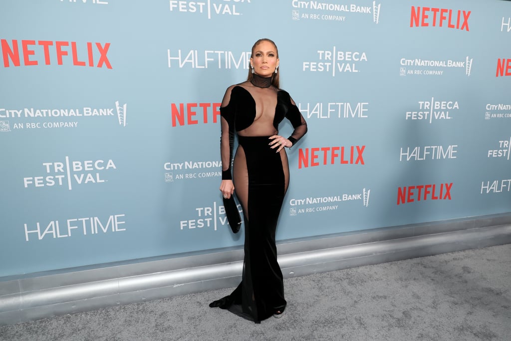 Jennifer Lopez's Sheer Tom Ford Dress at "Halftime" Premiere