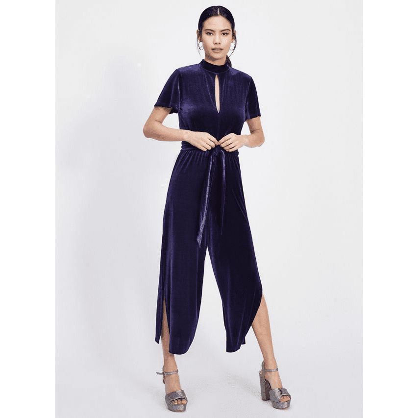 Miss Selfridge Keyhole Velvet Jumpsuit