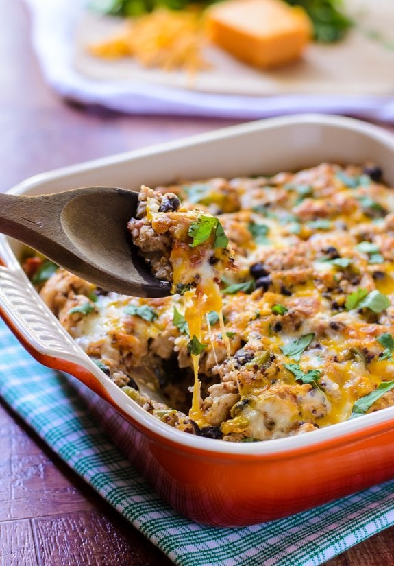 Cheesy Mexican Chicken Quinoa Casserole