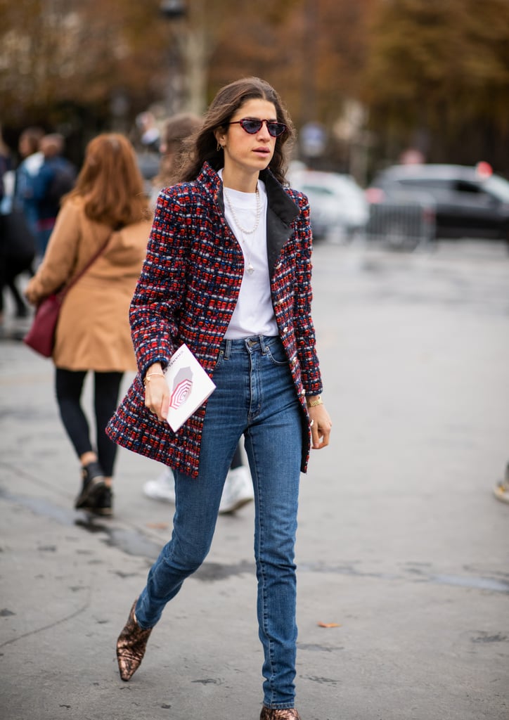Add your color by way of a timeless classic, the tweed jacket, thrown on over a pair of jeans and white tee.