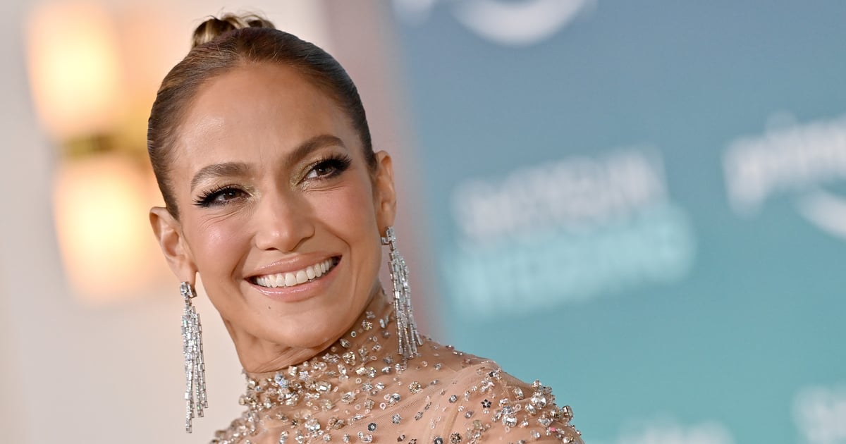 Jennifer Lopez’s Metallic Baby French Manicure Matches Her Sheer Sequined Gown