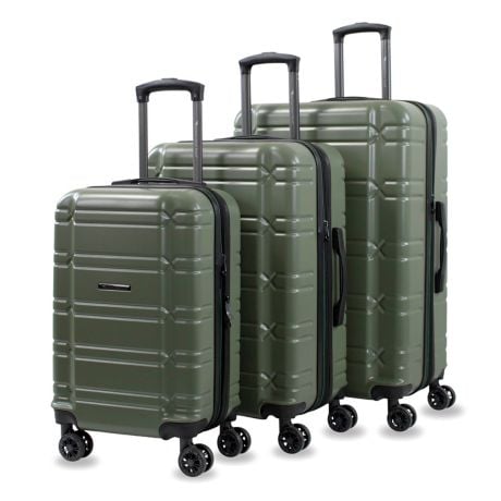 美国绿色旅游快板三件套Hardside转轮行李集