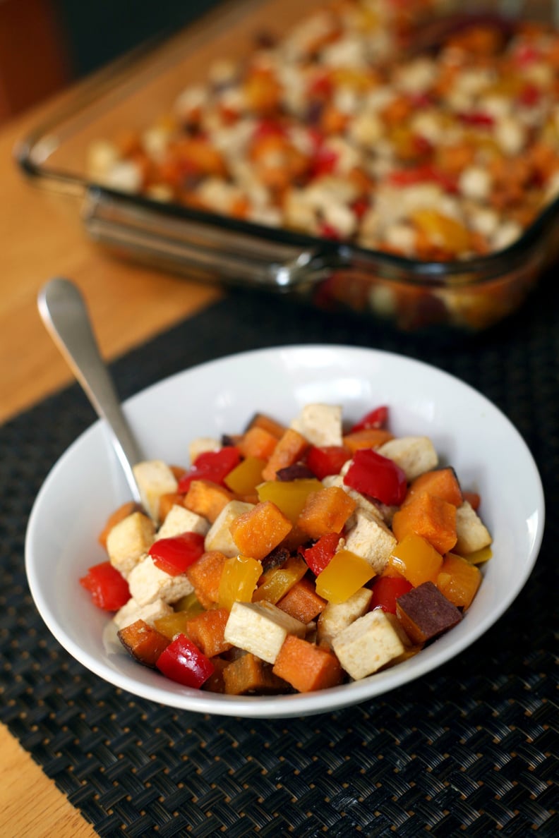 Roasted Tofu, Sweet Potato, and Pepper Sheet-Pan Meal