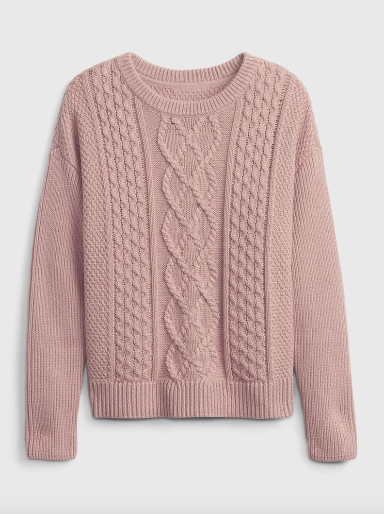 Cable-Knit Sweater and Sparkly Leggings