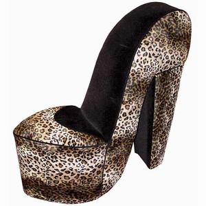 leopard print high heel shoe chair