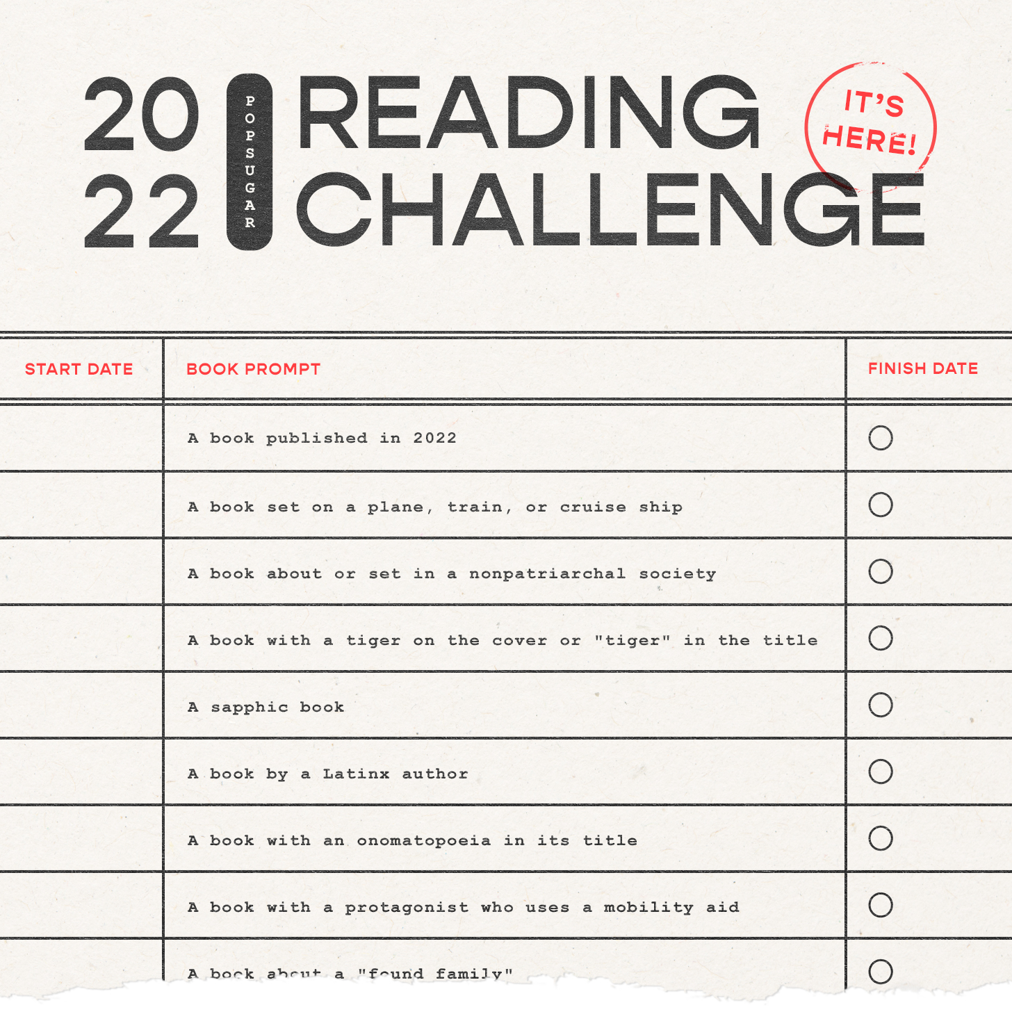 The 2022 POPSUGAR Reading Challenge Is Here