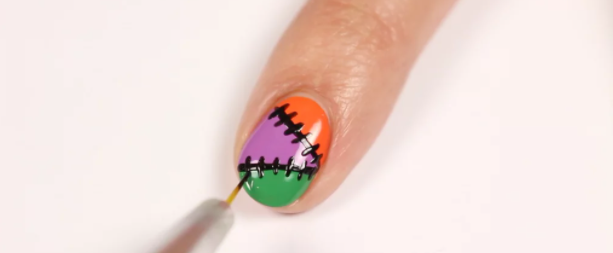 Easy Halloween Nail Art in Just 5 Steps? Sign Us Up For This Stitched Manicure